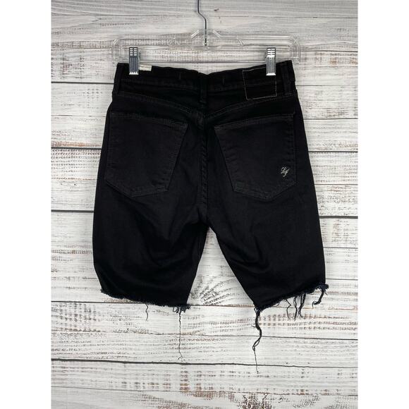 Lovers + Friends Denim Nathan High Rise Long Cut Off Shorts Black 25 Modest 8” - Picture 2 of 10
